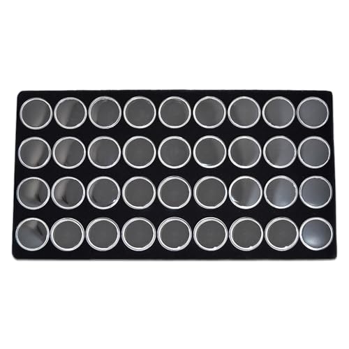2-Pack 36-Jars Velvet Foam Padding Jewelry Container Inserts - Tray/Case Liners - Medium Gem, Beads, Collectibles Storage Box (Black) by The Display Guys - color: Black, size: Jars - 36