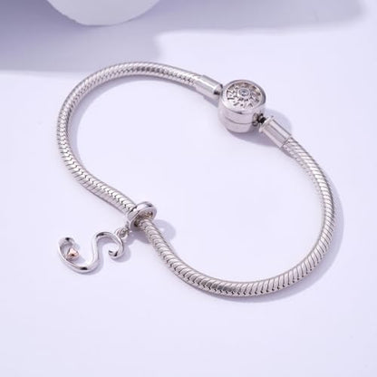 Letter Charms for Pandora Bracelets 925 Sterling Silver Alphabet Initial Charms Bead Jewelry Gift for Women - style: Initial S
