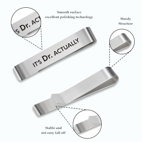 Doctor Gifts PHD Graduation for Men Stainless Steel Tie Clips Medical Assistant Gifts Future Doctor Doctoral Degree Doctorate Graduation Gift for Doctors Tie Pin Bar Christmas Gift Birthday Presents