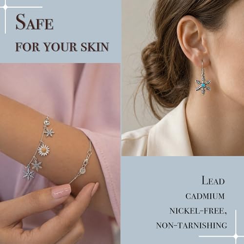 Heather's cf Star Charms for Jewelry Making Silver Tibetan Star Moon Snowflake Pendants Non Tarnish Metal Earring Charm for Bracelets Necklaces Earrings DIY Jewelry Making Supplies - color: Silver Snowflake - 110Pcs