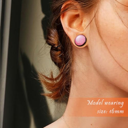 4PCS Shiny Glitter Resin Gauges Stainless Steel Ear Tunnels and Plugs Light blue Green Pink and Dark brown Glitter Colorful Ear Gagues Screw Fit Expander Stretcher Piercings - color: ZS8020H, size: 25mm(1")