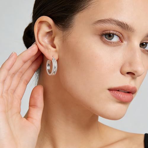Two Tone Silver and Gold Plated Hoop Earrings for Women Mixed Metal Hypoallergenic Statement Valentines Jewelry Gifts - style: Silver Hoops