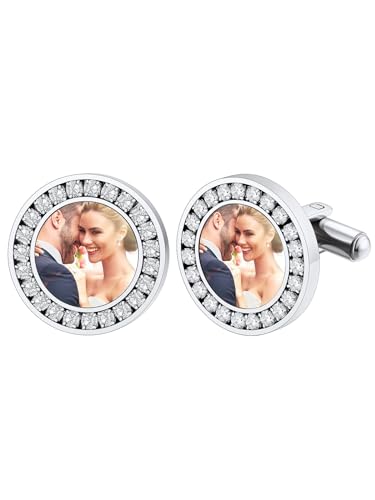 Custom4U Custom Photo Cufflinks for Men Father of the Bride Gifts - color: B-Round Photo-Steel