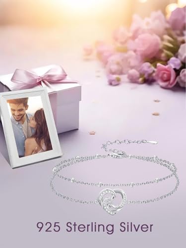 Dorunmo Initial Anklet 925 Sterling Silver Letter A-Z Layered Heart Anklet Beach Jewelry Birthday Gifts for Women - color: L