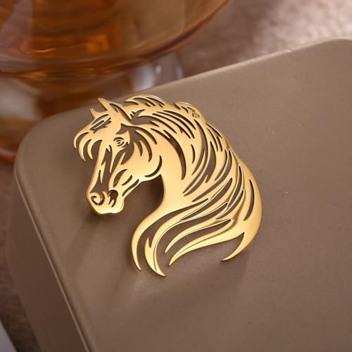 Large-sized Gold Color Phoenix Bird Brooch Wolf and Lion Brooch and Pin - style: Horse