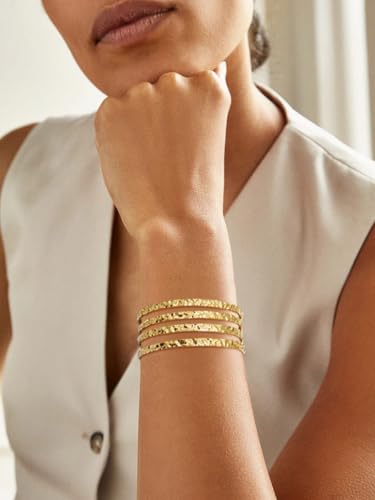 Multi-Layer Cuff Bracelet for Women Cross Wire Bracelets Open Wide Cuff Gold Bangle Bracelet - color: Gold 3