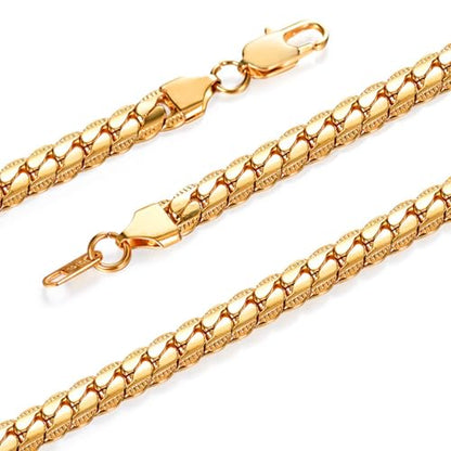 Snake Chain for Women Stainless Steel Dainty Choker Necklace Thin Layered Men Chain 8mm Width Gold/Black/Silver Plated Trendy Jewelry 18/20/22/24/26/28/30 Inch - color: 8MM-Gold Snake Chain, size: Length 20 Inches (women's average length)