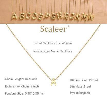 Small Initial Necklace 18K Gold Plated Stainless Steel Tiny Letter Necklace Personalized Monogram Name Necklace for Women - style: Gold E