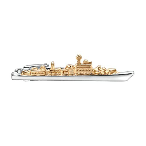 Yoursfs Unique Ship Car Tie Clips for Men Novelty Cool Transportation vehicles Tie Clip Bar Pins Men's Fashion Jewelry - style: Gold Silver Ships