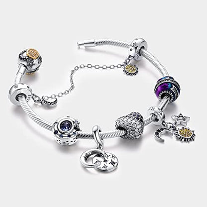925 Sterling Silver Charm for Bracelet Necklace Women Dangle Pendant Beads | Love Faith Mom Ocean travel Butterfly Party Charm Beads Pendants DIY Jewelry Gift - color: Pave Zirconium Heart Beads