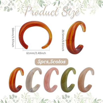 5Pcs Resin Cuff Bangles for Women 5 Colors Finished Bracelet Chunky Irregular Large Square Bracelets Colorful Fashion Open Geometric Wide Bracelet for Lady Holiday Charm Jewelry Set