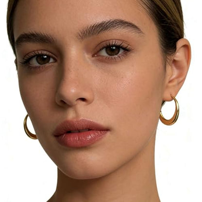 Earrings for Women, Saguine Chunky 14K Gold Plated Hoop Earrings Trendy | Chunky Earring, Big Large U-Shape Drop Twist Dangle Statement Stud Hoops Earrings, Jewelry for Women Gifts - style: Drop
