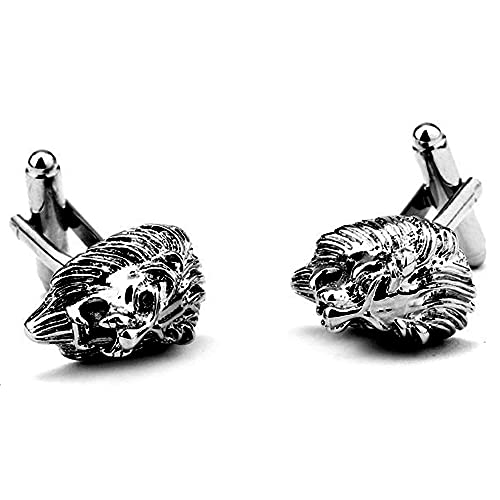 Flairs New York Gentleman's Premium Handmade Artisan Tie Bars Clips Cufflinks - size: Medium, style: Gunmetal Lion Heads Cufflinks (1 Pair)