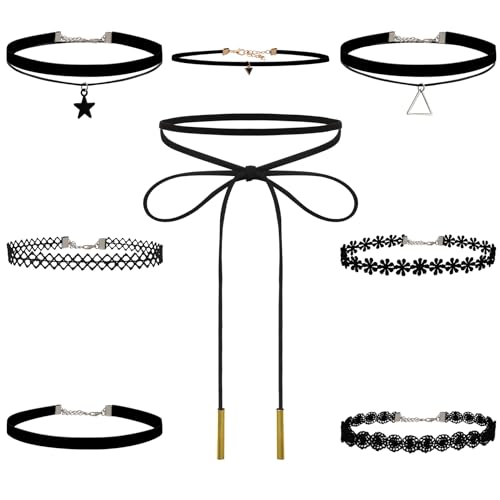 Choker Necklace for Women, Choker Necklaces for Woman, Black Choker, Chokers for Women - color: Bronze and Black 8pcs