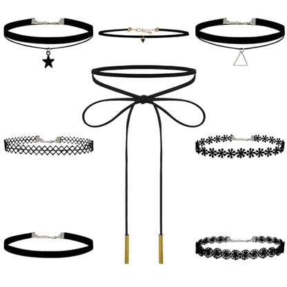 Choker Necklace for Women, Choker Necklaces for Woman, Black Choker, Chokers for Women - color: Bronze and Black 8pcs