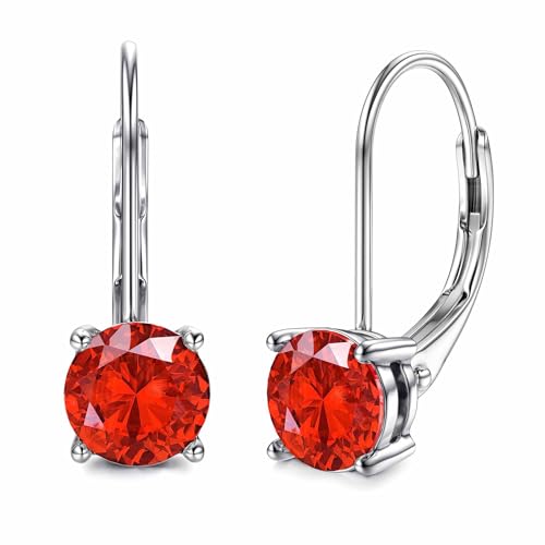Moissanite Earrings, D Color Sterling Silver Dangle Drop Earrings for Women | 1.0ct-2.0ct D Color Brilliant Round Cut Earring 18K White Gold Plated Sterling Silver Earrings Moissanite Leverback - color: Silver+watermelon red, size: 1.0 ct 1 pair (0.5ct*2)