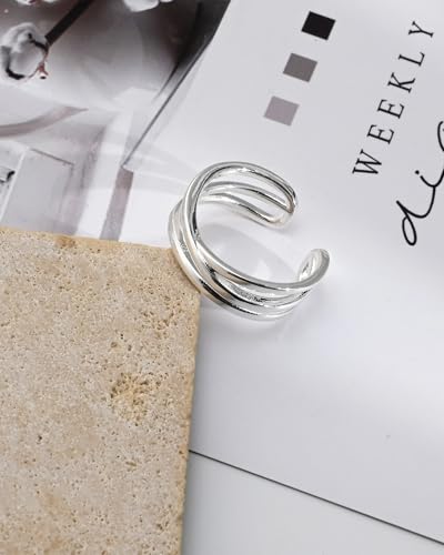 Silver Plated Rings for Women Adjustable Open Ring Vintage Twisted Crossover Stackable Finger Jewelry Gifts