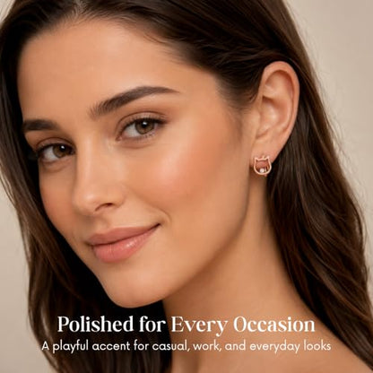 Gempires Huggie Hoop Earrings for Women | Cubic Zirconia Fashion Earrings Collection | Gold, Silver & Rose Gold Tone Styles | Lightweight Everyday Jewelry - color: CZ Cat Hoop