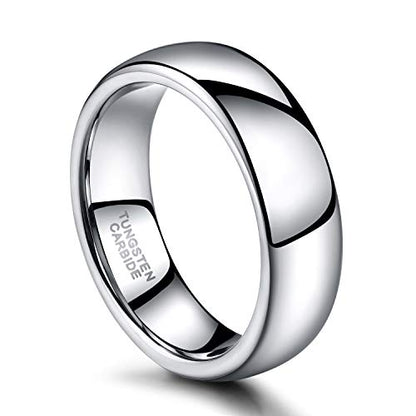TRUMIUM 2mm 4mm 6mm 8mm Tungsten Wedding Band Ring for Men Women Silver/Rose Gold Plated/Rainbow/Gold Plated Domed High Polish Engagement Promise Rings Comfort Fit 4-15 - color: 6mm silver plated