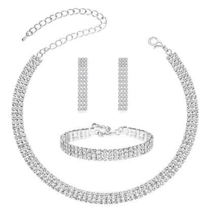 Crystal Wedding Jewelry Set, Necklace Earrings, for Accessories | Silver jewelry design, suitable almost occasions, non fading, non oxidizing, Valentine's Day gift, wedding jewelry sets - color: B