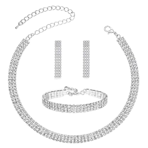Crystal Wedding Jewelry Set, Necklace Earrings, for Accessories | Silver jewelry design, suitable almost occasions, non fading, non oxidizing, Valentine's Day gift, wedding jewelry sets - color: B