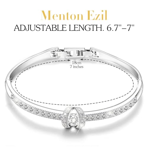 Princess Bangle Bracelets For Women 18K Gold Plating Adjustable Bracelets With White Crystal Idea Gift For Women - color: White