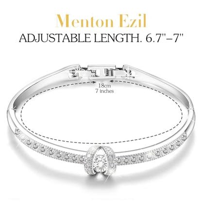 Princess Bangle Bracelets For Women 18K Gold Plating Adjustable Bracelets With White Crystal Idea Gift For Women - color: White