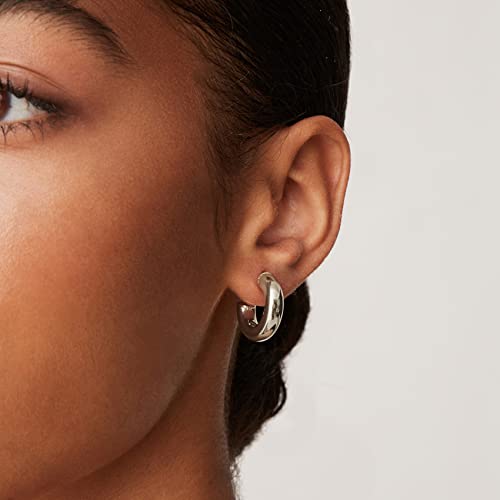 PAVOI Chunky Gold Hoop Earrings for Women, Lightweight 14K Gold Plated | Gold Hoops, Gold Plated Earrings, Womens Earrings, 14K Gold Hoop Earrings - color: White Gold, size: 20 MM