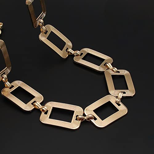 Women's Chain Belt Metal Waist Belt Chunky Belly Link Belt - color: Square Gold, size: XL: 59 in