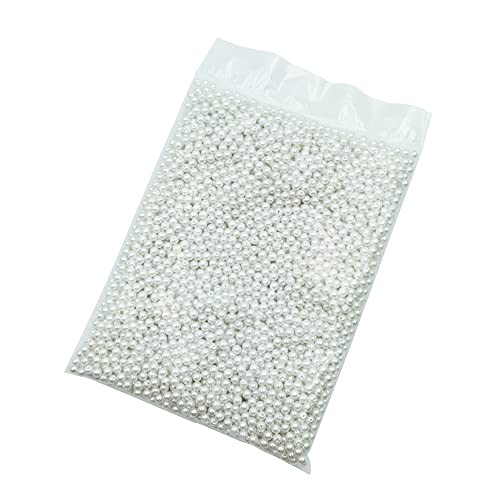 INSPIRELLE 3000pcs 6mm White Art Faux Pearl Beads ABS Round Loose Spacer | for DIY Craft Necklaces Bracelets Jewelry Making - color: White, size: 6mm
