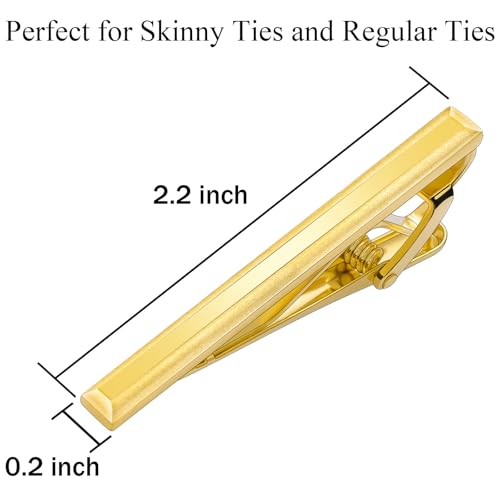 Tie Clip for Men, TAIGRAMA Tie Bar and Tie Pin Clip for Skinny Ties Gold Rose Gold Silver Black, Unique Mens Tie Clip Tie Clasp Suitable for Wedding Anniversary Business Professional and Best Gift - style: Style 6-Gold