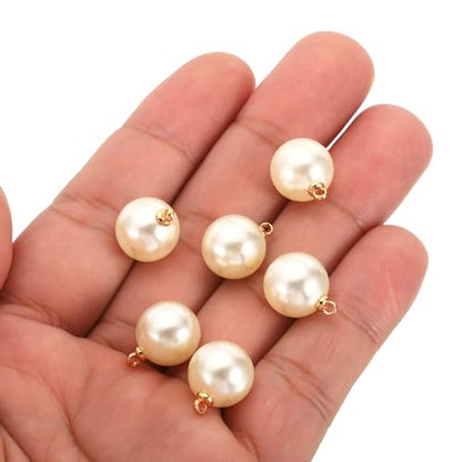 PATIKIL Pearl Charm, 100pcs Pearl Beads Faux Pearl Pendant Charm DIY for Jewelry Making Bracelets Earrings Necklace Crafts - color: Golden Beige, size: 12mm