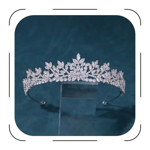 Silver Wedding Tiaras for Bride Birthday Crowns for Girls Cubic Zirconia Homecoming Tiaras and Crowns for Women - color: A Silver