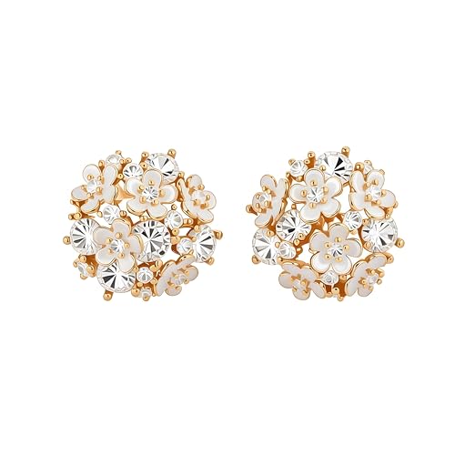 Clip-On Earrings for Womem Flower Faux Pearl Non Piercing Earrings Jewelry - color: Floral Cluster -CZ