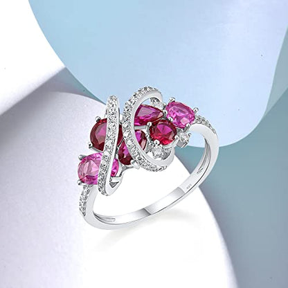 Santuzza 925 Sterling Silver Twist Ring White Cubic Zirconia Rings - color: [B]Red