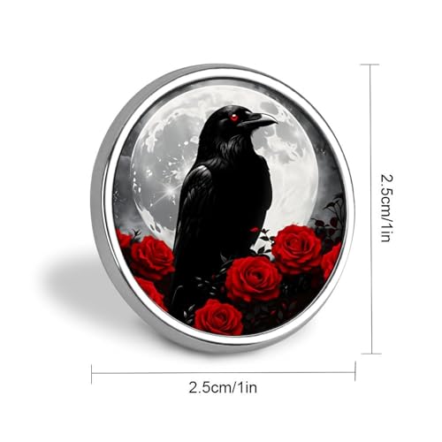 Gothic Raven Flowers Badge Pin Round Badge Metal Button Badges Brooch Lapel Pin for Men Women 1 Inch - color: style-5