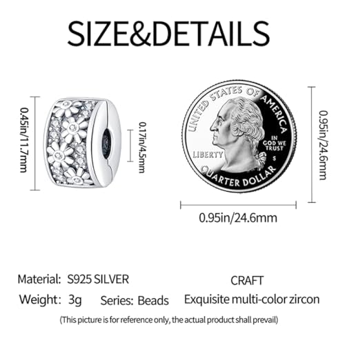 925 Sterling Silver Stopper Clip Charms for Bracelet Necklace Spacer Beads with 5A Cubic Zirconia Mother's Day Christmas DIY Gift for Women(2PCS) - style: Cloverleaf Retaining Clip