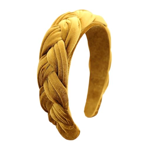 Yellow Headbands for Women Braided Headbands Velvet Padded Hairbands Cute Hair Accessories for Women Girl - color: Yellow