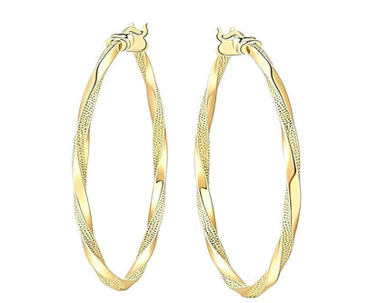 14K Gold Twisted Hoop Earrings, Lightweight Fashion For Women | Hypoallergenic And Skin-friendly, Long-lasting Shine, A Blend Of Individuality And Style, Suitable For Everyday Wear - size: 30mm
