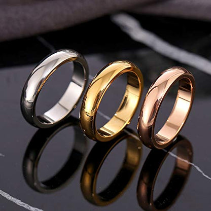 CCBFY 2 MM 4 MM Stainless Steel Ring Jewel Roman Numerals Stackable High Polish Plain Dome Tarnish Resistant Comfort Fit Ring Wedding Band Size 3-15 - color: 4mm - Silver