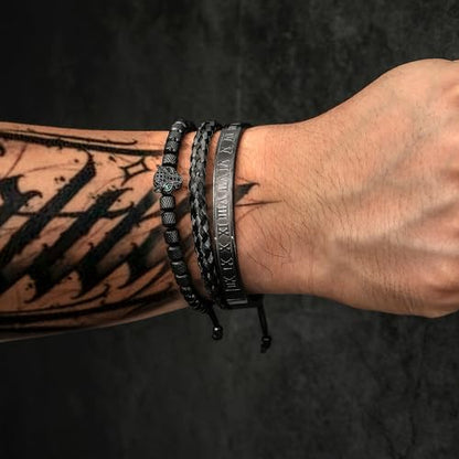 WFYOU 3PCS Stainless Steel Imperial Crown Bracelets for Men Gold Roman Numeral Bangle Bracelet Adjustable Cuff Bracelet Mens Luxury Jewelry Gifts - style: 12:Black-CZ Leopard Head