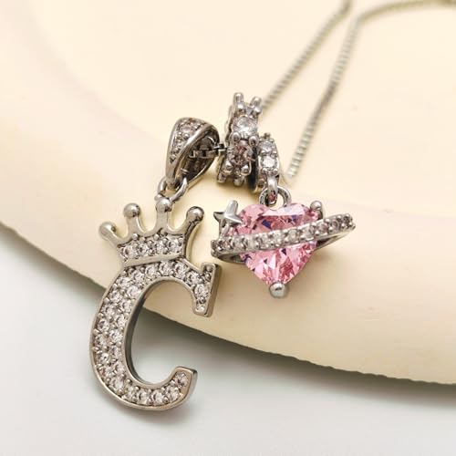 18K Gold & Silver Plated Initial Necklaces for Women - color: C-Silver
