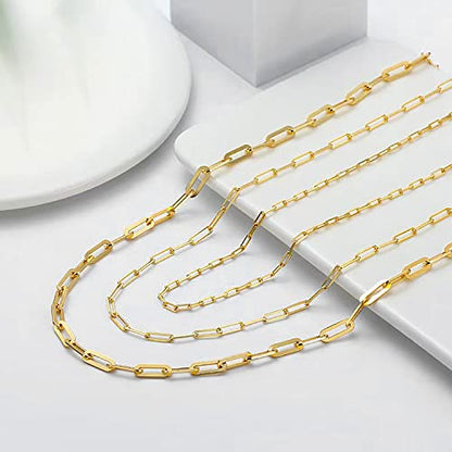 18K Gold Plated Paperclip Chain Necklace for Women 3.0MM Gold Chain Necklace, Link Chain Necklaces for Women Men Unisex Multiple Length Size - style: 20Inches