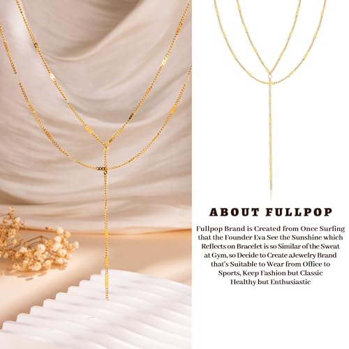 Fullpop Dainty Gold Necklaces for Women, 18k Gold Layered Lariat Necklace for Women Long Gold Choker Necklaces for Women Statement Diamond Heart Pendant Necklace Body Chain Jewelry for Women - style: Kind-Three