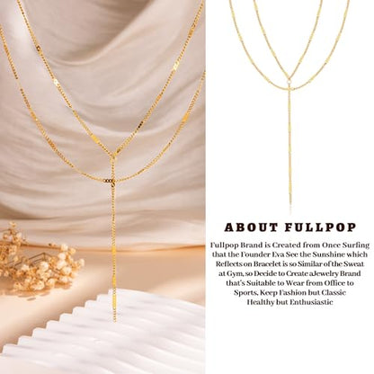 Fullpop Dainty Gold Necklaces for Women, 18k Gold Layered Lariat Necklace for Women Long Gold Choker Necklaces for Women Statement Diamond Heart Pendant Necklace Body Chain Jewelry for Women - style: Kind-Three