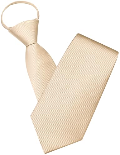 GUSLESON 3.15"（8cm） Mens Pre-tied Adjustable Zipper Tie Solid Necktie for Business and Wedding - color: Champagne