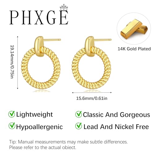 Gold Hoop Earrings for Women Trendy, 14K Gold Plated Huggie Earrings - color: Twist