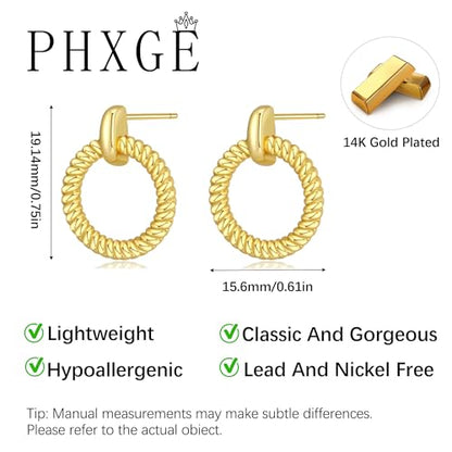 Gold Hoop Earrings for Women Trendy, 14K Gold Plated Huggie Earrings - color: Twist