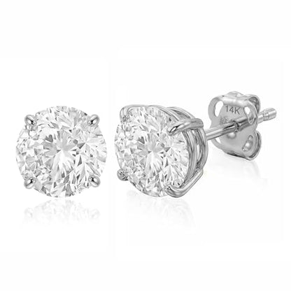 14k Gold Solitaire Round Cubic Zirconia Earrings Studs for Women & Men | Anti Tarnishing CZ Stud Earrings with 14k Gold Butterfly Pushbacks | 4MM-7.5MM by MAX + STONE - color: White Gold, size: 7.5 mm
