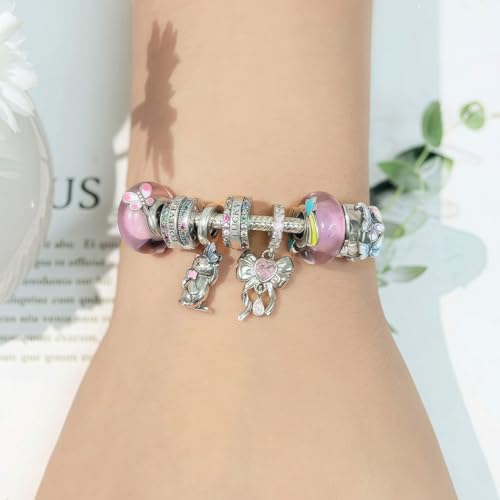 925 Sterling Silver Bead Charm for Pandora Bracelets and Necklaces,Pink Bow Cherry Butterfly Blue Ocean Pendant Bead Charms Jewelry Present Valentines Gifts for Wife/Girlfriend Women - style: Kitten playing with Butterflies